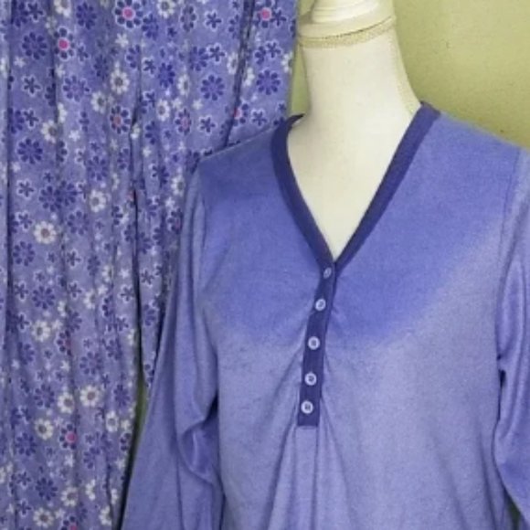 Hotel Spa Collection Brushed Fleece Periwinkle Pajamas PJs M/L - Picture 1 of 7